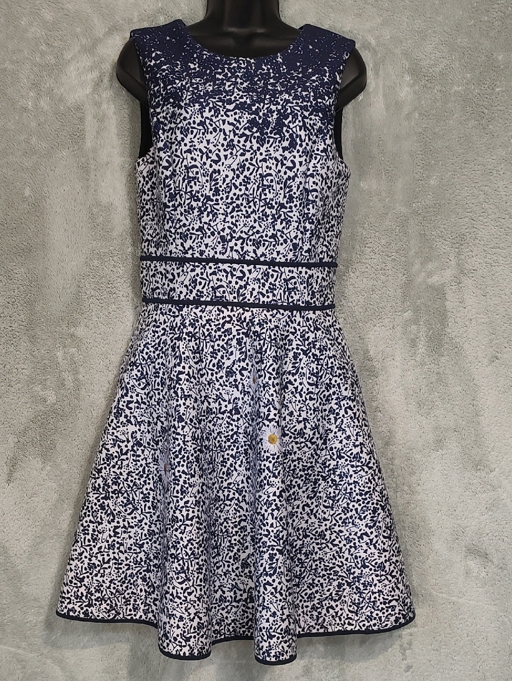 Cynthia Rowley Black Dress with Navy Floral Accent